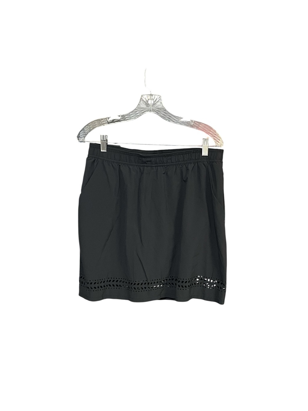 Toad&Co Womens L Black Active Skort Laser Cut Hem Stretch Pockets Golf